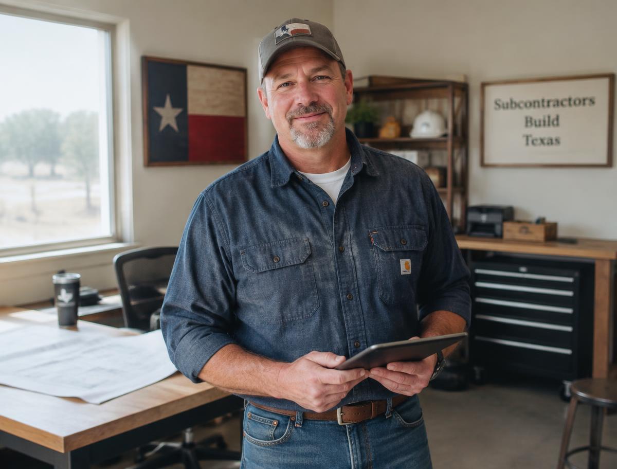 Texas subcontractor in his shop office